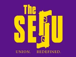 A purple and yellow logo for the seju.