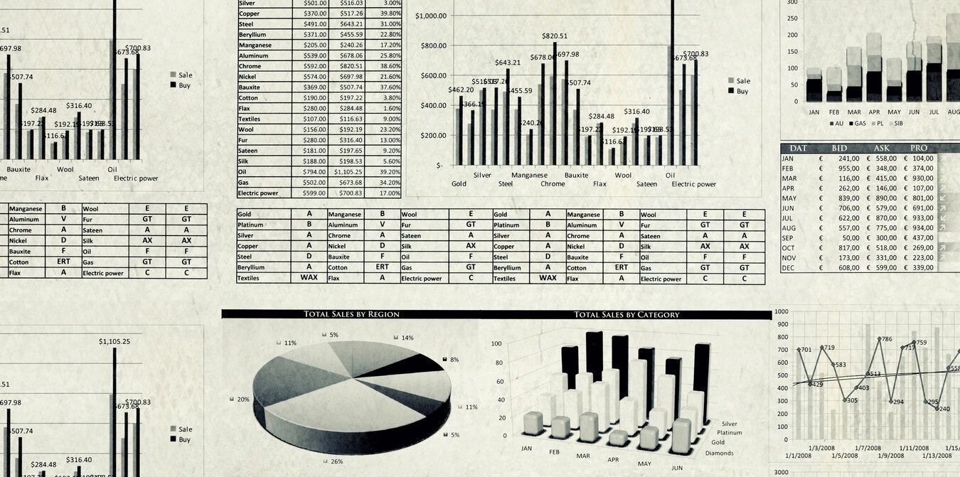 A black and white photo of graphs and charts.