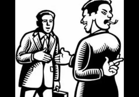1233456 A black and white drawing of two people talking
