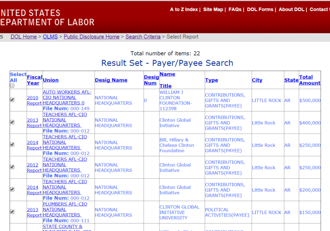 A screenshot of the payers search page.