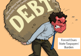 A cartoon of a man holding onto a large rock.