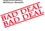 A red stamp that says bad deal and the words " big labor representation without benefit ".