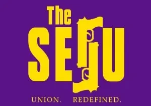 A purple and yellow logo for the seju.