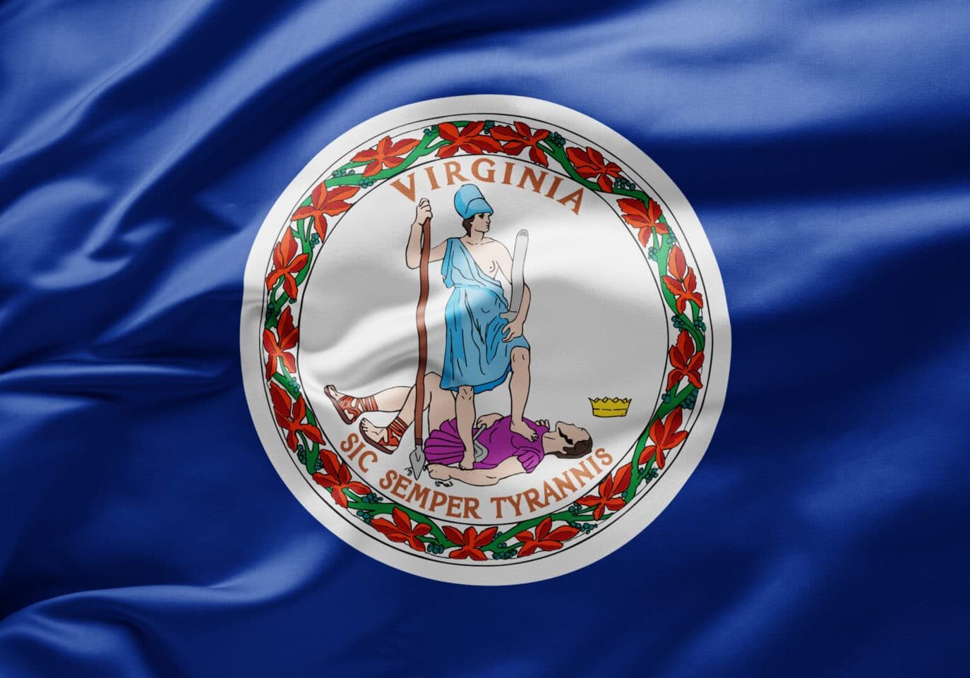 Waving state flag of Virginia - United States of America