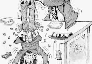 tax-collector-at-work A cartoon of two men hanging upside down